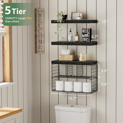 KLUVIS Bathroom Floating Shelves Set of 3 Black 157 Inch