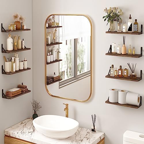 Fixwal Floating Shelves Set of 8 Rustic Wood Wall Shelves