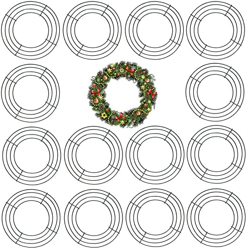 JEUIHAU 10 Inch Green Metal Wreath Frames 15 Pack