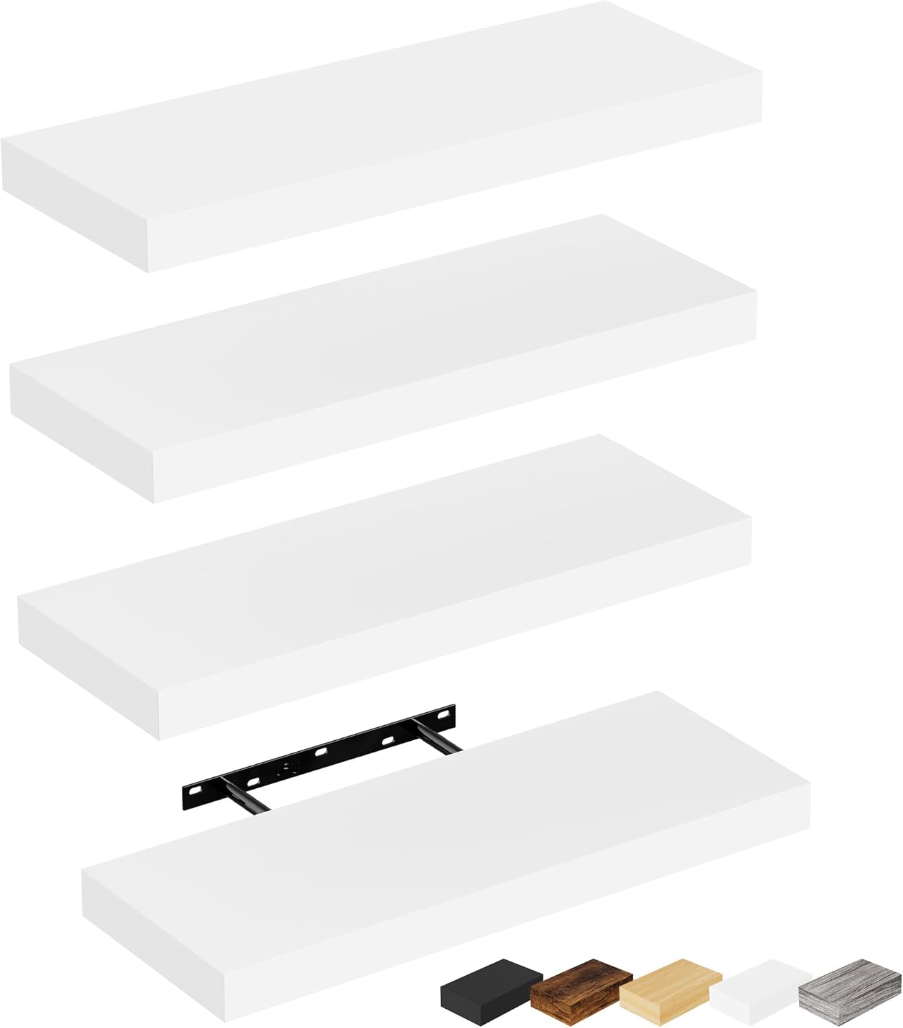 Bellsal Floating Shelves for Wall Set of 4 White Engineered Wood