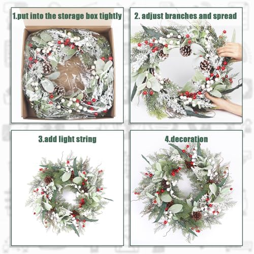 22 Inch Artificial Christmas Wreath with Pinecone and Berries