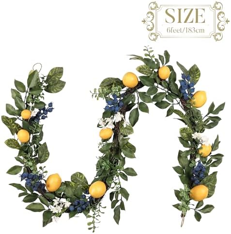 Valery Madelyn 24 Inch Spring Lemon Wreath and 6ft Garland Bundle