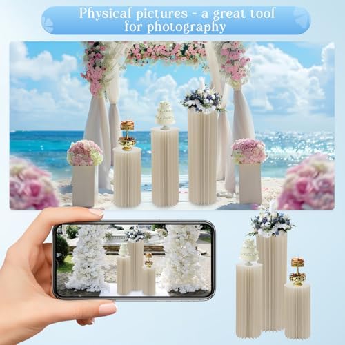Foldable Cardboard Cylinder Stands Set of 3 for Parties