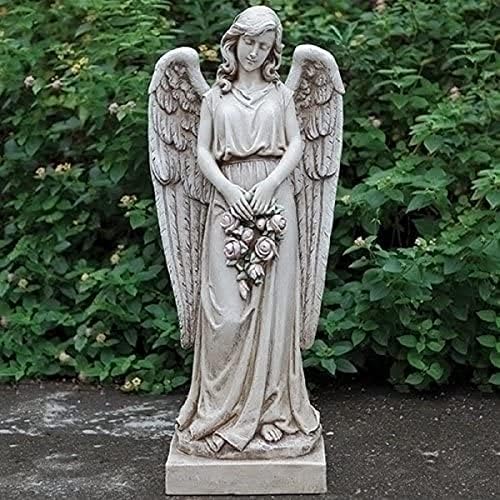 Josephs Studio by Roman 36 Inch Angel Rose Wreath Garden Statue