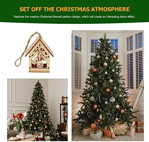 Uonlytech 2pcs Luminous Wooden Christmas Pendant for Home Decor