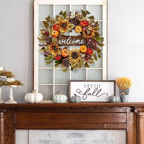 Sggvecsy Artificial Fall Wreath Autumn Decor