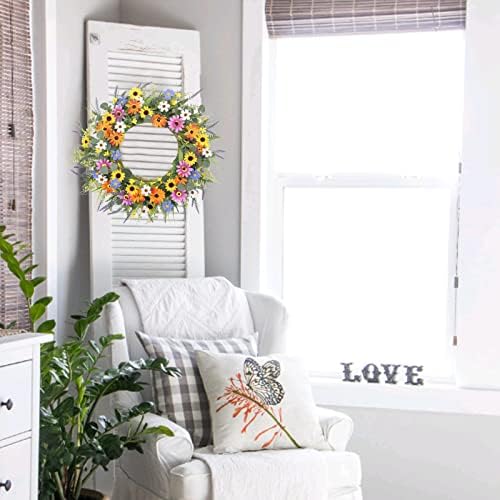 GTIDEA 24 Inch Summer Wreath with Flowers
