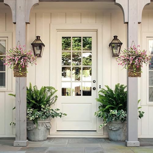 Sueiqmoi Wildflower Door Wreath Hanging Basket 15 Inch Welcome Sign