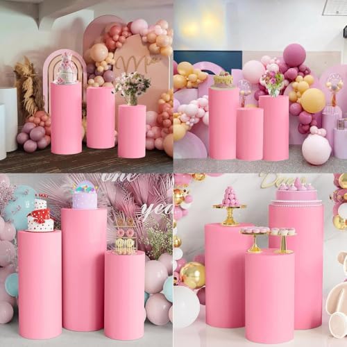 NAWTOR Cylinder Pedestal Stand Covers 3PCS Pink