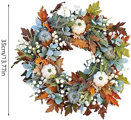 Large Grapevine Wreath 36 Inches Simulated White Pumpkin Decor Set