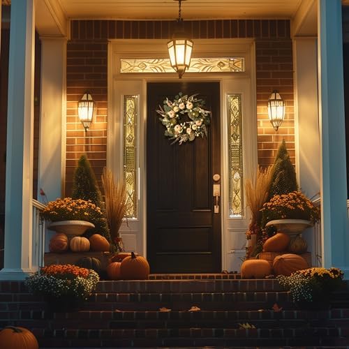 Valery Madelyn Fall Wreath with Light for Front Door