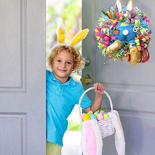 Amosfun Easter Bunny Wreath Door Window Decor