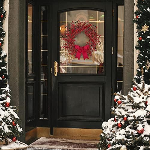 Sggvecsy 18 Inch Artificial Christmas Wreath with Bowknot