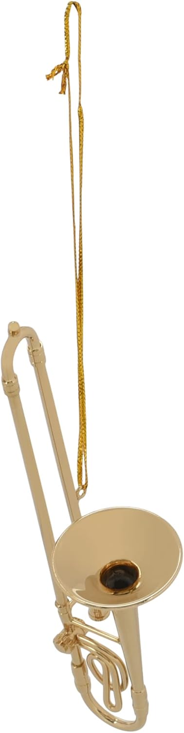 Gold Tone Trombone Hanging Ornament 5 Inch
