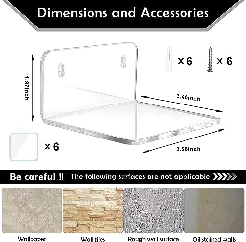 Clear Acrylic Floating Wall Shelf 3 Pack