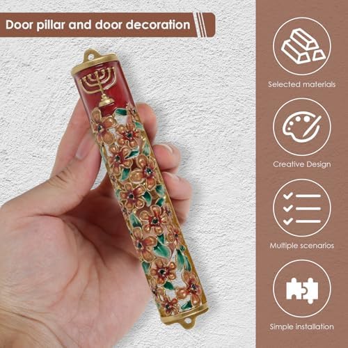 Hand Painted Zinc Alloy Enamel Mezuzah Gold