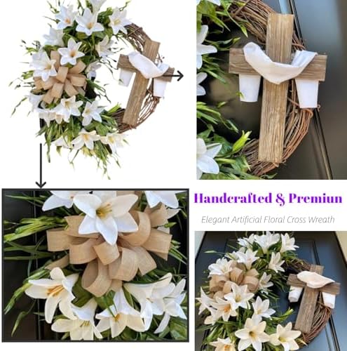18 Easter Wreath with Cross Spring Door Decor