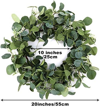 20 Inch Eucalyptus Wreath for Front Door Decor