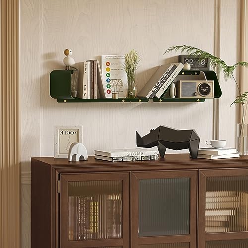 Set of 3 Floating Metal Wall Shelves for Home Storage