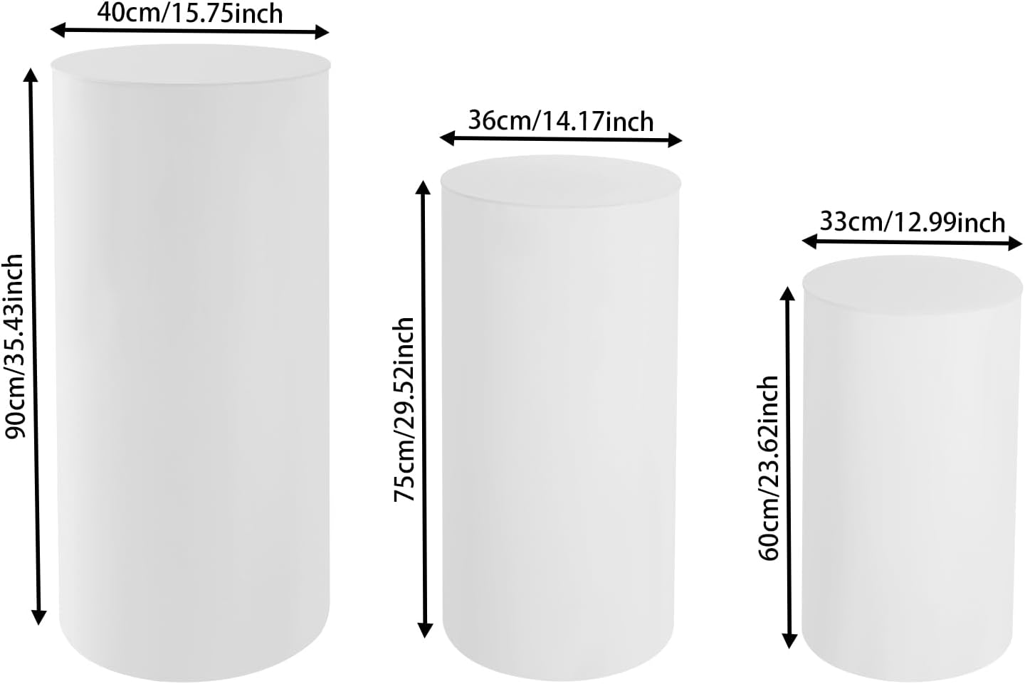 3PCS White Cylinder Pedestal Stands for Wedding Decor