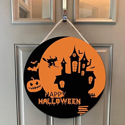 Happy Halloween Round Wood Sign 10x10in