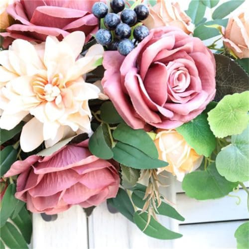 Linglintel Imitation Flower Wreath Wall Hanging Decor