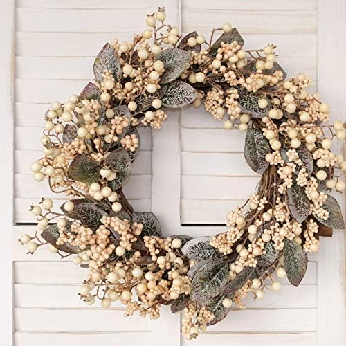 Idyllic Artificial Eucalyptus Leaf Wreath with White Berries