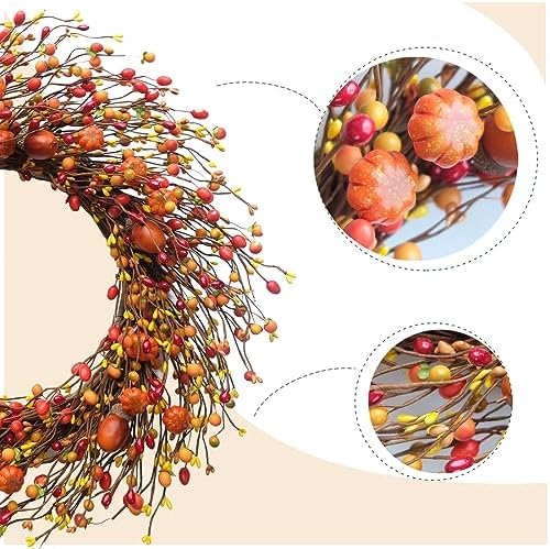 TEMPUS Fall Berry Wreath 20 Inch Autumn Decor