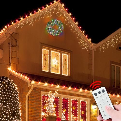 30 Inch Thick Pre-Lit Christmas Wreath with 70 Lights and Remote Control