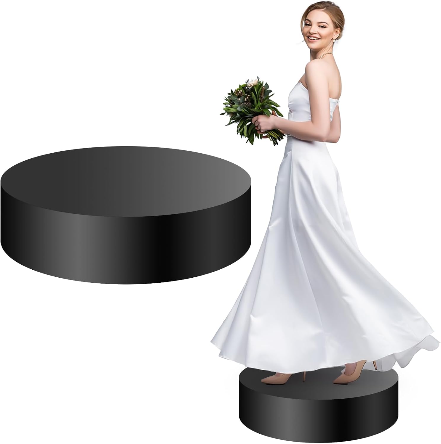 Heavy-Duty Cylindrical Display Stand 100kg Capacity Black