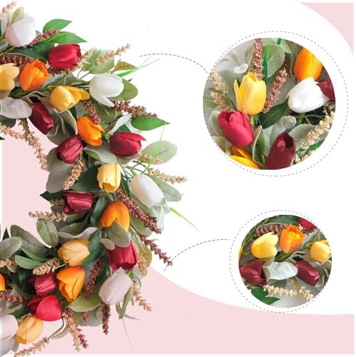 24 Inch Fall Tulip Wreath with Lamb Ears