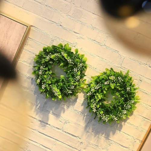 4 Pack Artificial Boxwood Wreaths 12 Inches