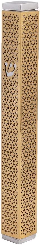 Emanuel Yair Mazuzah Case with Star of David Pattern Brass MK-3A