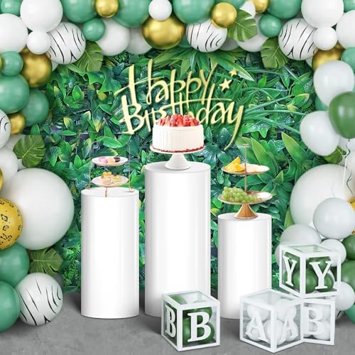 White Cylinder Stands for Party 3Pcs Round Pedestal Stand for Events