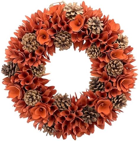 Galt International 18 Woodchip Pinecone Fall Wreath for Front Door