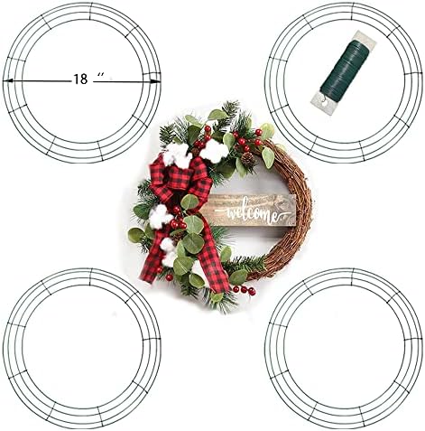 18 Inch Round Wire Wreath Frames Green Pack of 5