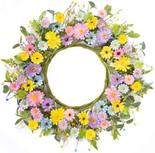 24 Inch Spring Summer Floral Door Wreath