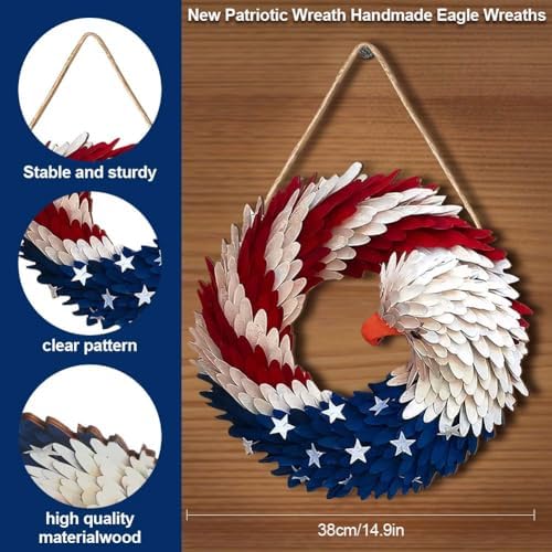 4th of July Patriotic Wreath Front Door Decor