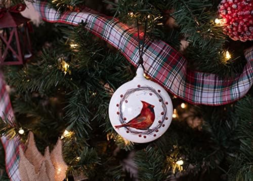 DEMDACO Dean Crouser Cardinal Wreath Winter White Ceramic Wreath Ornament