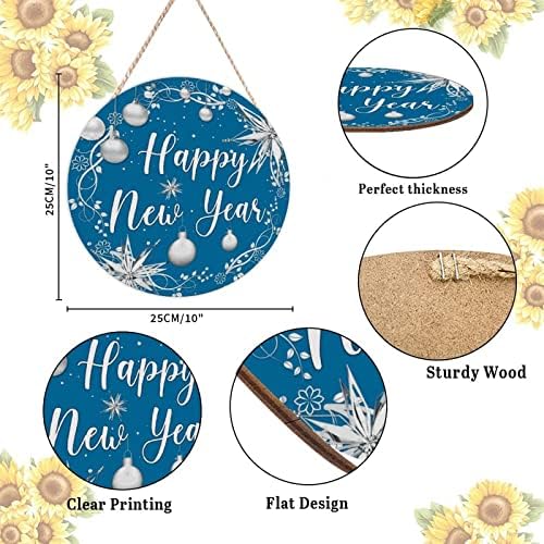Gold Christmas Ornament Door Hanger 10x10in Wood Sign