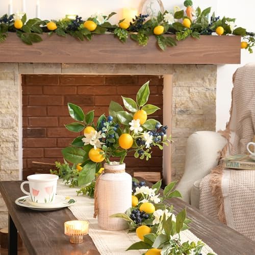 Valery Madelyn 24 Inch Summer Wreath with 6 Lemon Picks