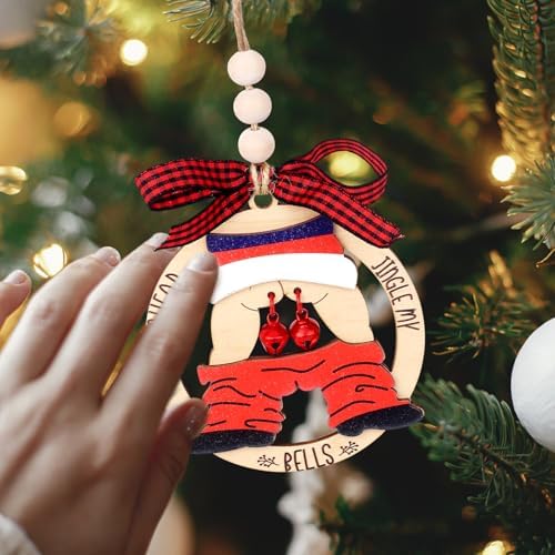 Funny Christmas Wooden Ornament with Naughty Santa Design