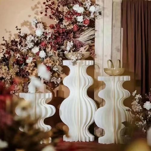 WOQLIBE 3pcs Cylinder Pedestal Stands for Parties