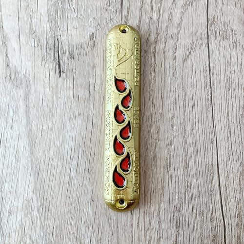 Hand-Painted Mezuzah with Scroll for Jewish Homes
