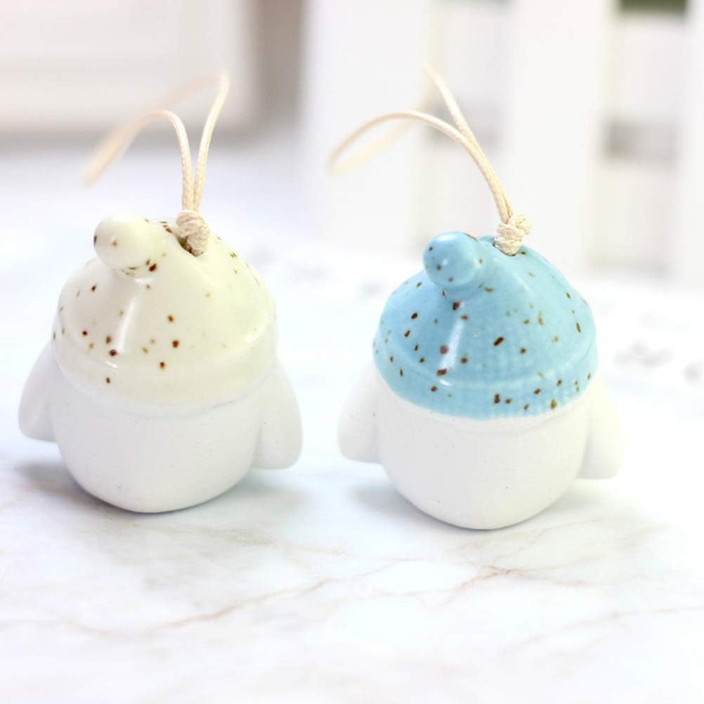SOIMISS 2pcs Ceramic Chick Hanging Bell Pendant