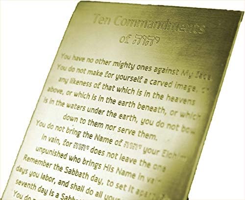 10 Commandments Engraved on Solid Brass Plate