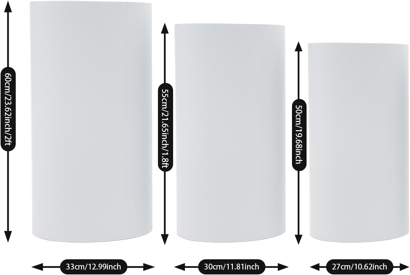 3 Piece Cylindrical Display Stand Pedestal Set