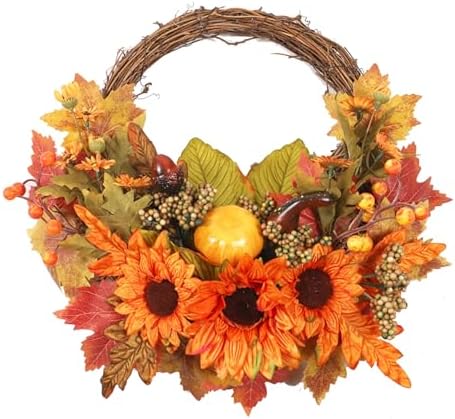 WENMAQIN 12 Inch Fall Wreath Front Door Decor