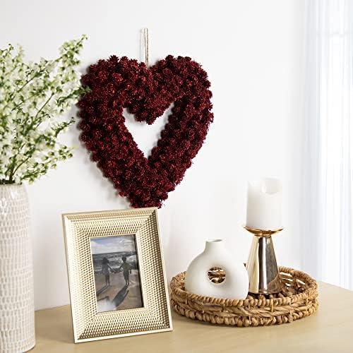 Northlight Red Wooden Heart Shaped Wreath - 14 Inch