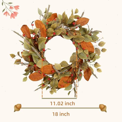 YNYLCHMX 18 Inch Fall Wreath Front Door Decor
